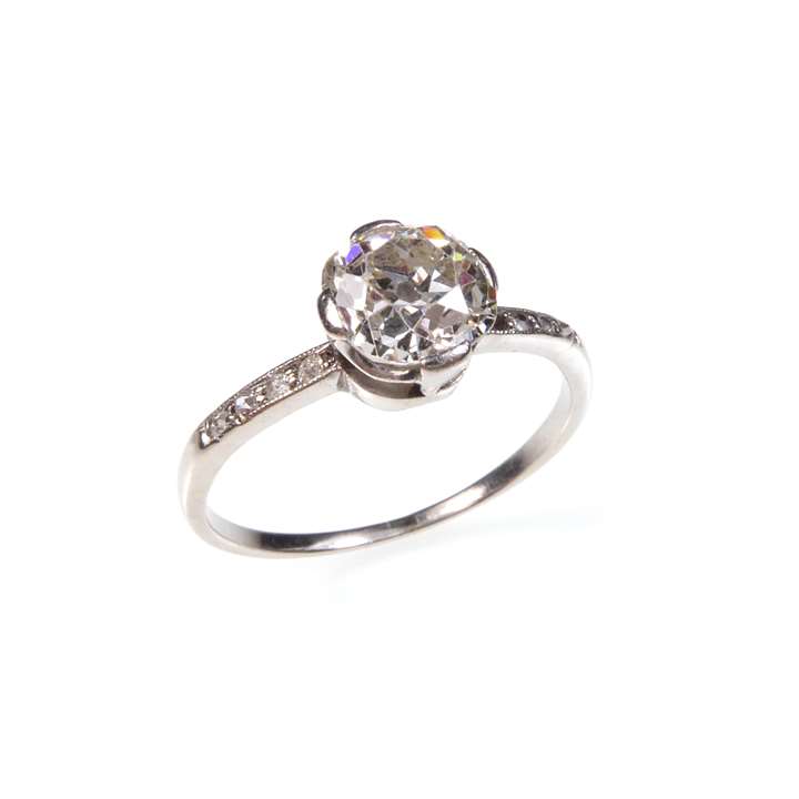 Art Deco cushion cut diamond single stone ring